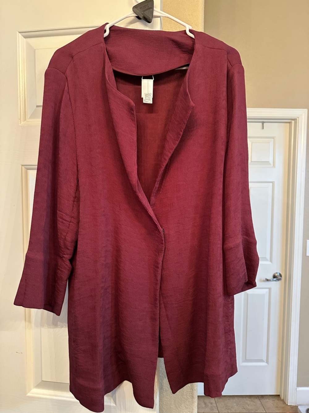 Women's Open Front Blazer Jacket in Burgundy
